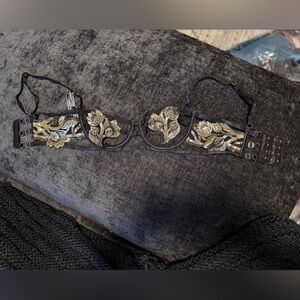 Victorias Secret Gold Floral Unlined Strappy Bra